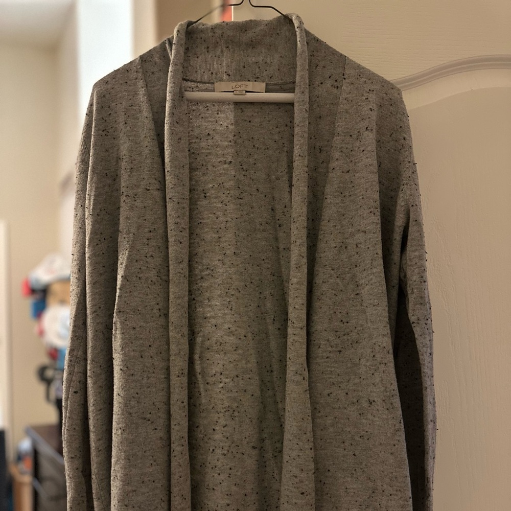 Gray boucle cardigan sweater